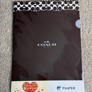 Coach Brown Logo Document Folder with White Signature Trim
